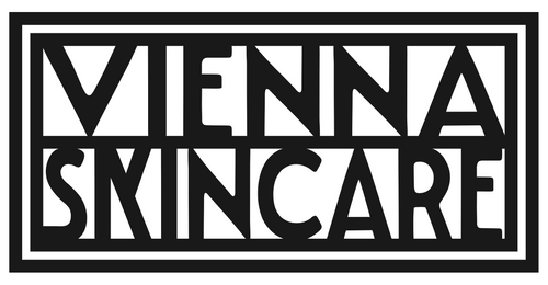 Logo of Vienna Skincare with a black border on a white background